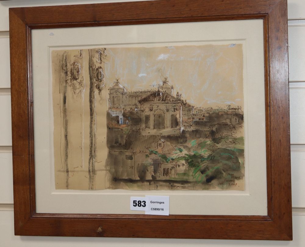 John Stanton Ward CBE, RA, RWS (1917-2007), ink and watercolour, Rome January 2004, signed and dated, 23 x 32cm